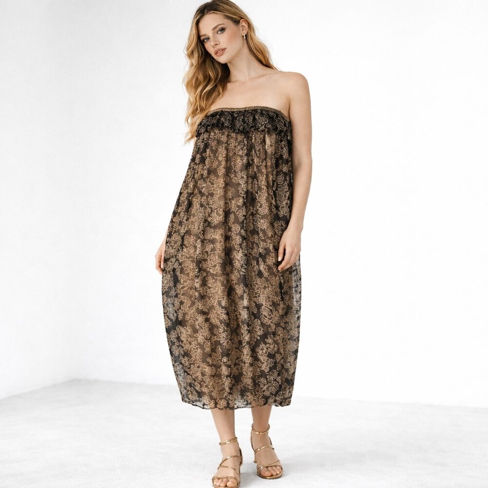 3.1 Phillip Lim Strapless Printed Silk Crinkle Chiffon Dress – Size 4 – NWT